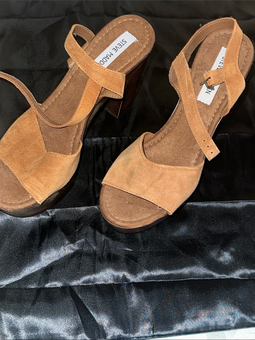 Steve Madden Cognac Suede Platform Sandals